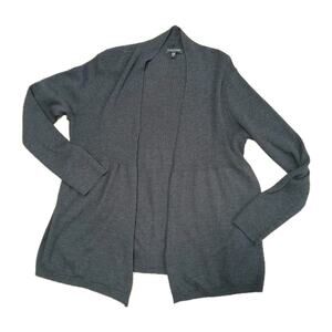 Eileen Fisher Petite PL Charcoal Gray Open Front Cardigan 100% Wool Italian Yarn